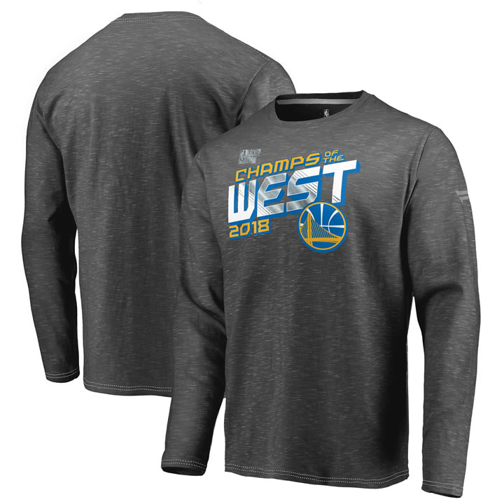 Golden State Warriors Fanatics Branded 2018 Western Conference Champions Locker Room Long Sleeve T-Shirt Heather Charcoal,We sell and wholesale Golden State Warriors Fanatics Branded 2018 Western Conference Champions Locker Room Long Sleeve T-Shirt Heather Charcoal on line form chian!